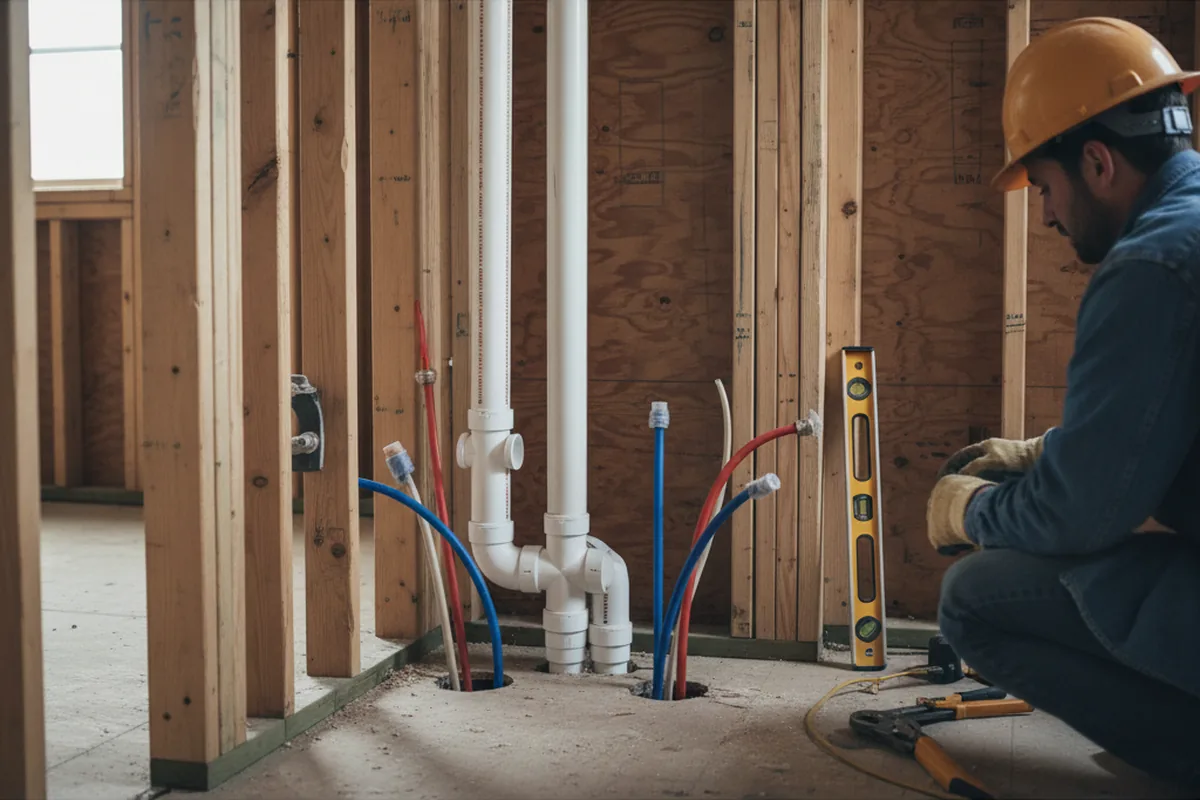 Drain and supply rough-in during Leak Detection in The Colony